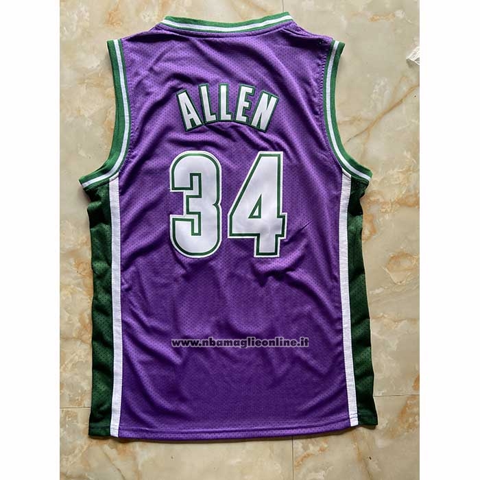 Maglia Milwaukee Bucks Ray Allen No 34 Mitchell & Ness 2001-02 Viola